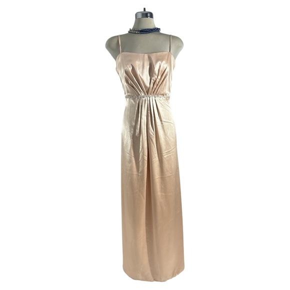 Cream Ruched Spaghetti Strap Maxi Gown - Picture 10 of 13